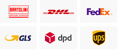 collaboriamo con diverse ditte di spedizione come bartolini, dpd, dhl, fedex, gls ed ups