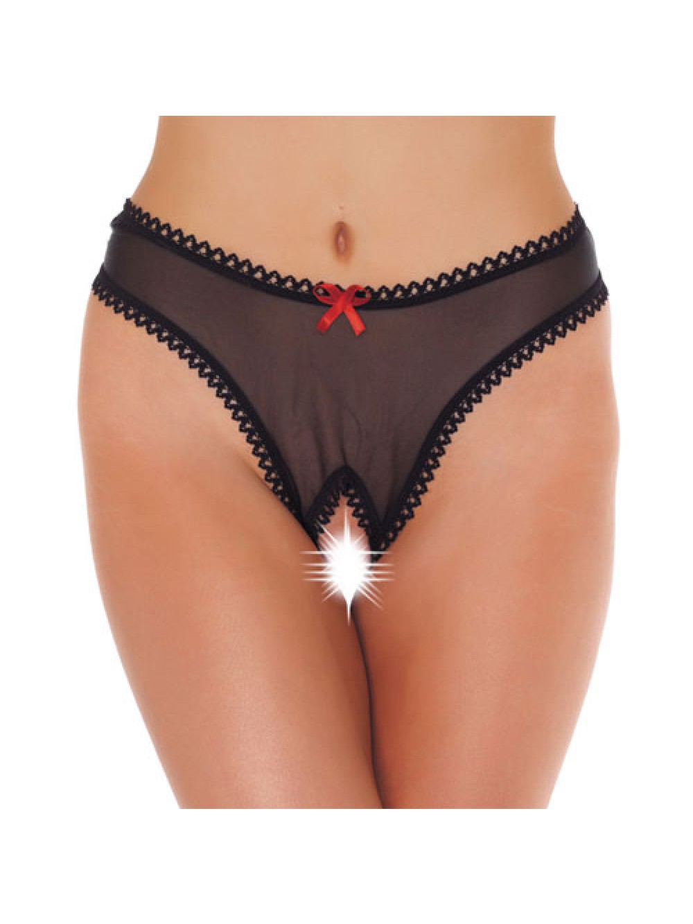 Crotchless Sheer Black G-String 8718924220856