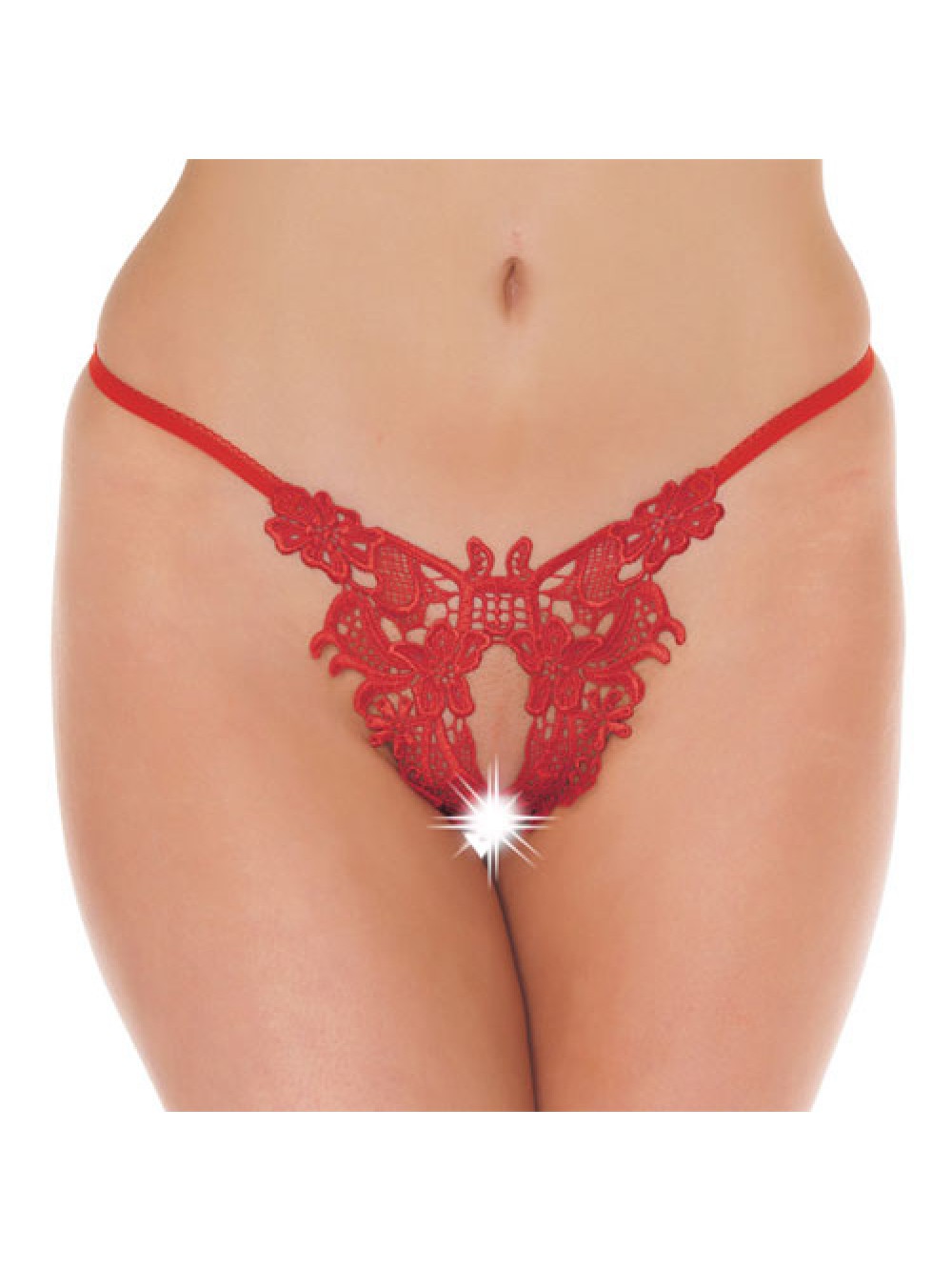 Fancy Red Detailed Open G-String 8718924221075