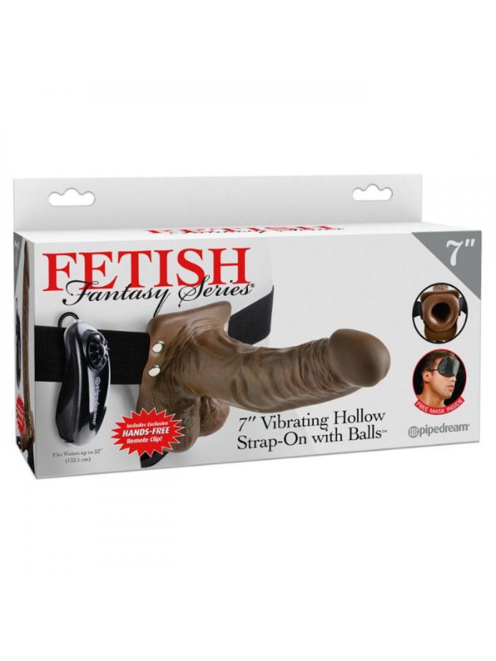 FETISH FANTASY SERIES 7" VIBRATING HOLLOW STRAP-ON WITH BALLS 603912741537