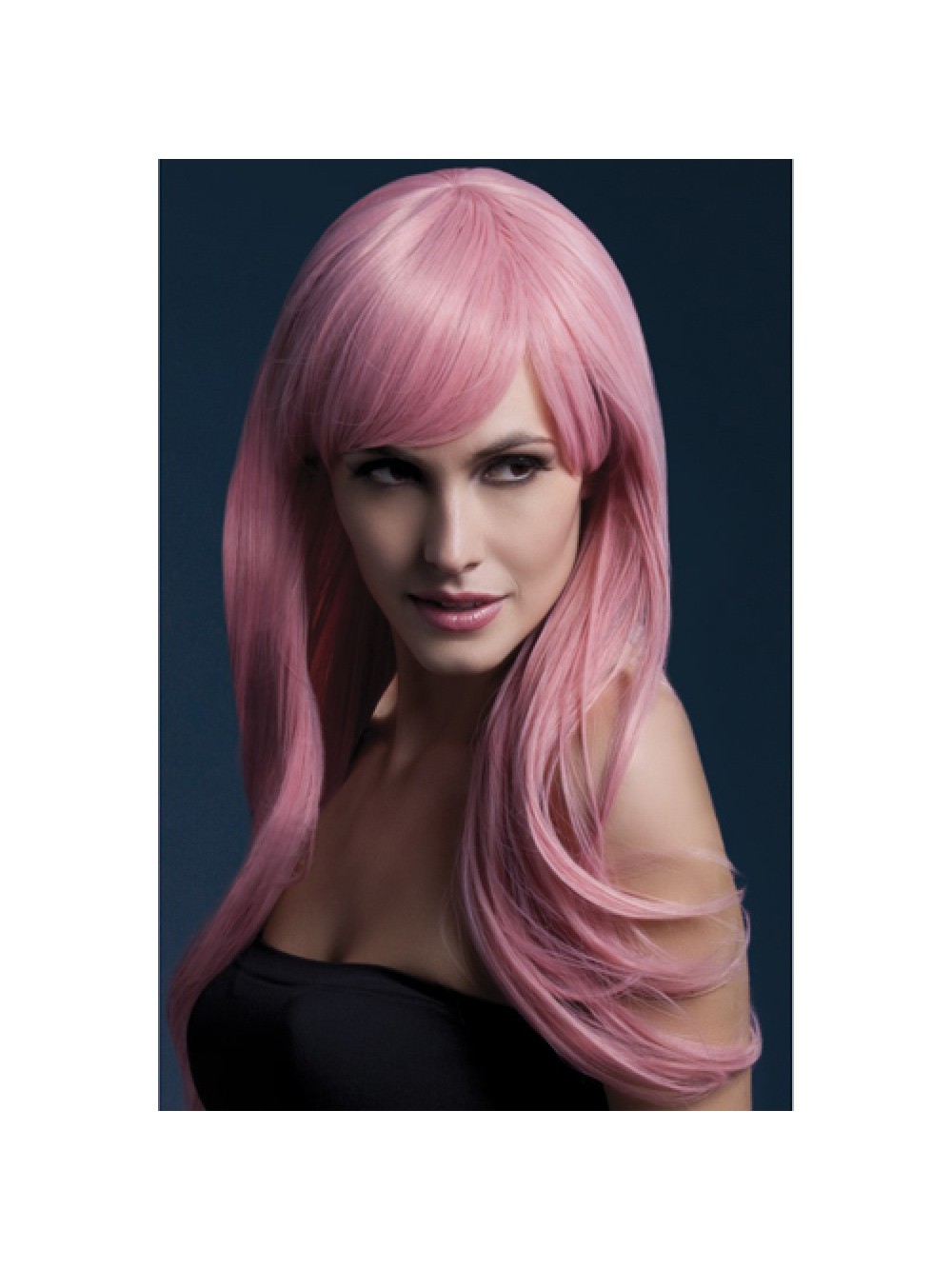 Fever Sienna Wig 26inch/66cm Pastel Pink Long Feathered with Fringe 5020570425541