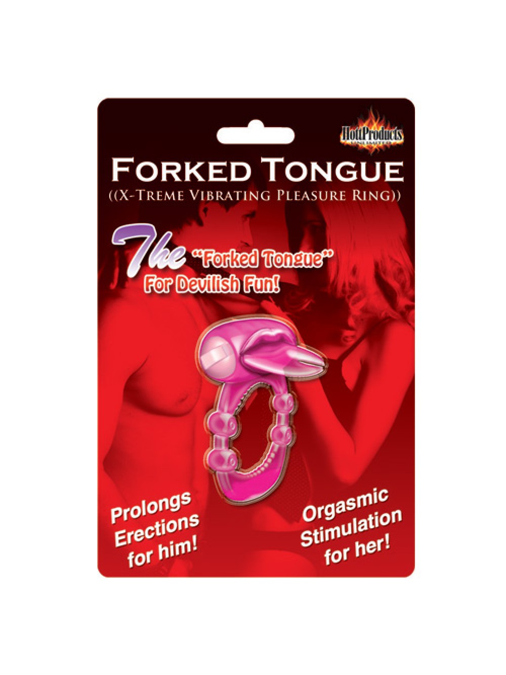 Forked Tongue Vibrating Silicone Cock Ring 818631022922