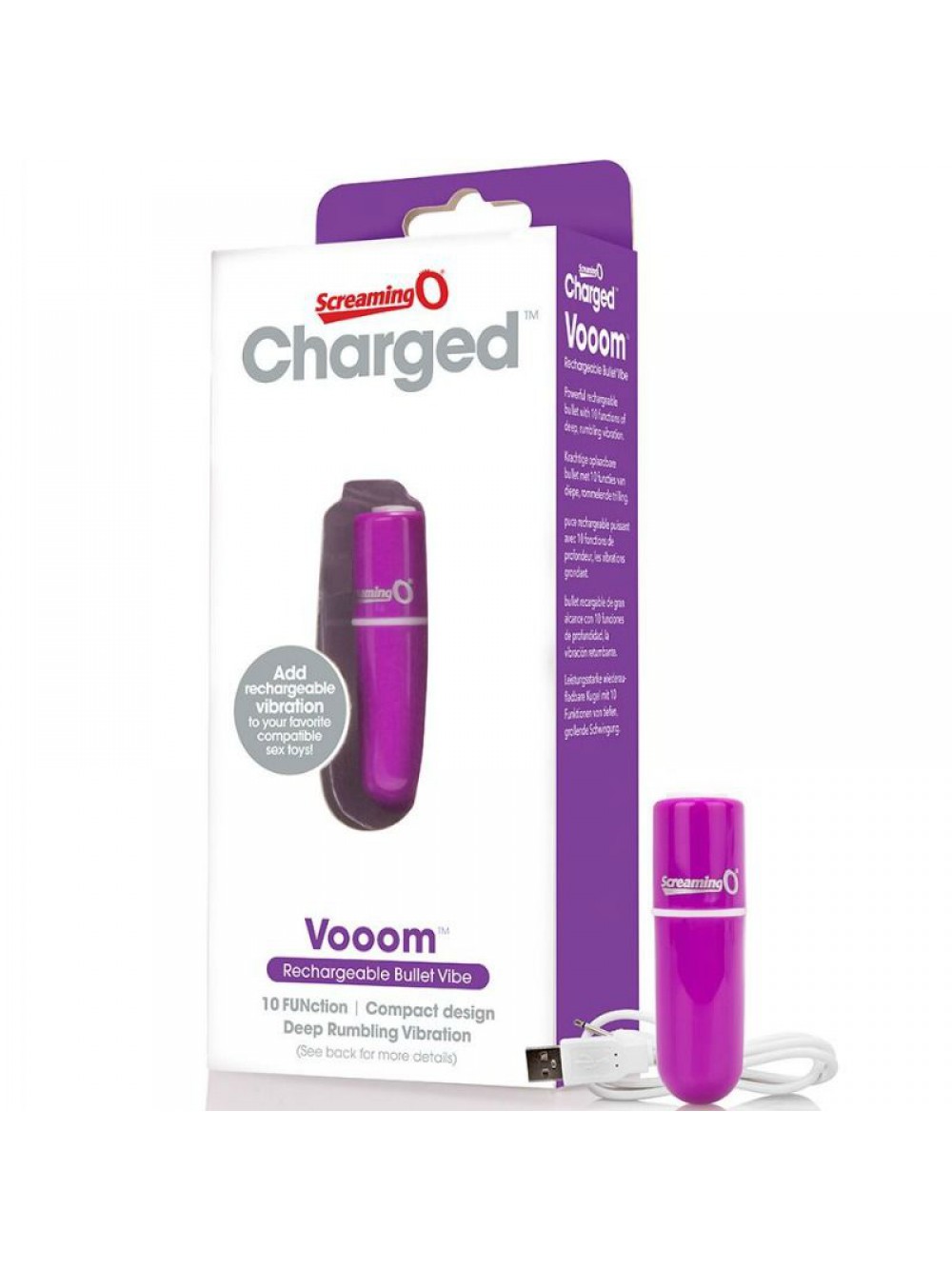 SCREAMING O RECHARGEABLE VIBRATING BULLET VOOOM PURPLE 817483012396
