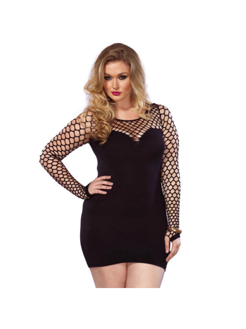 LEG AVENUE SEAMLESS MINIDRESS PLUS SIZE 1X/2X 0714718500560