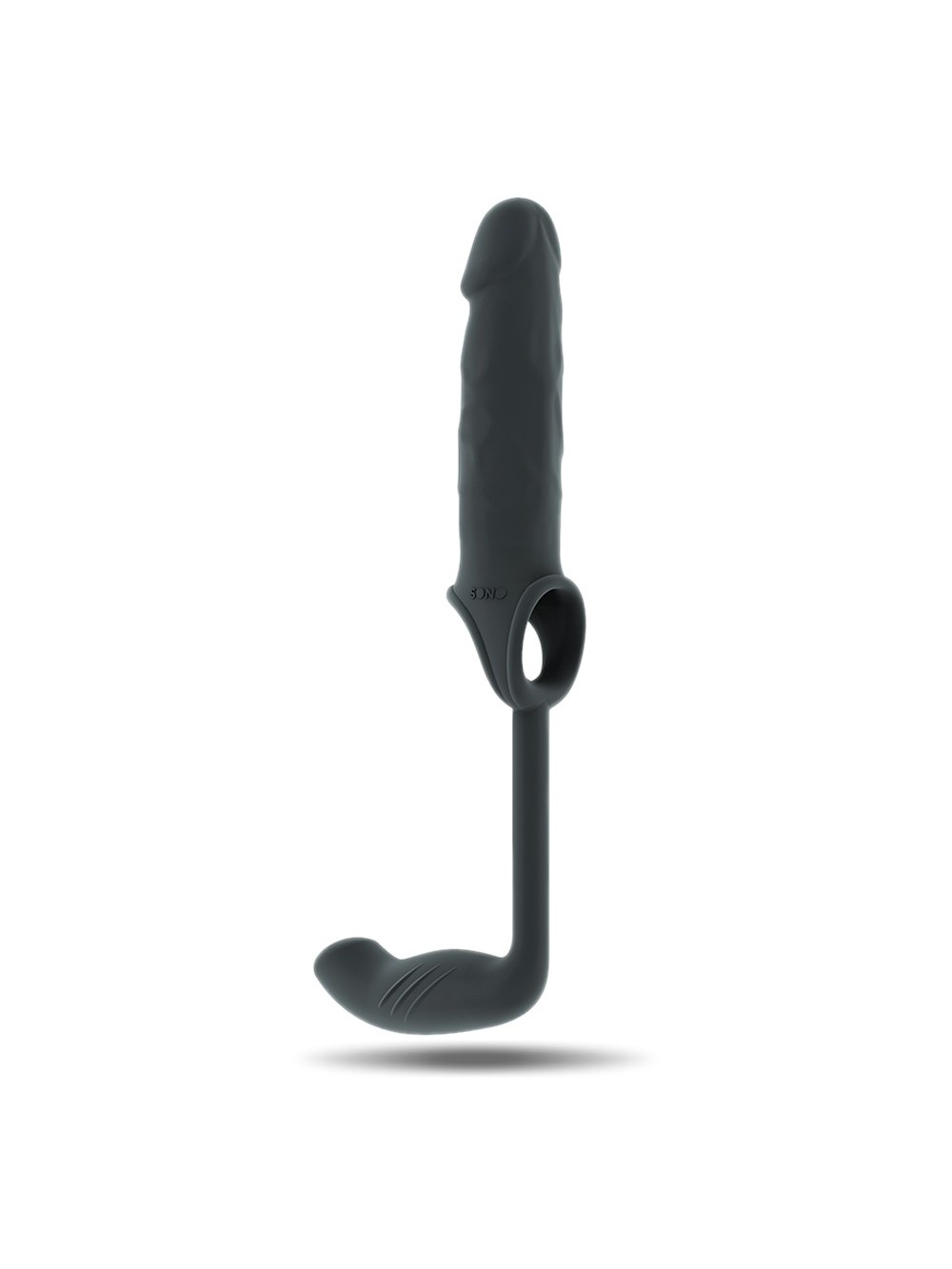 SONO NO34 STRECHY PENIS EXTENSION BLACK + 2.5CM & PLUG ANAL GREY 8714273608796