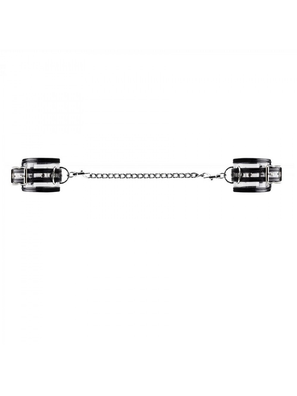 Bad Romance Manette per Bondage con Strisce, Nero/Bianco Trasparente
