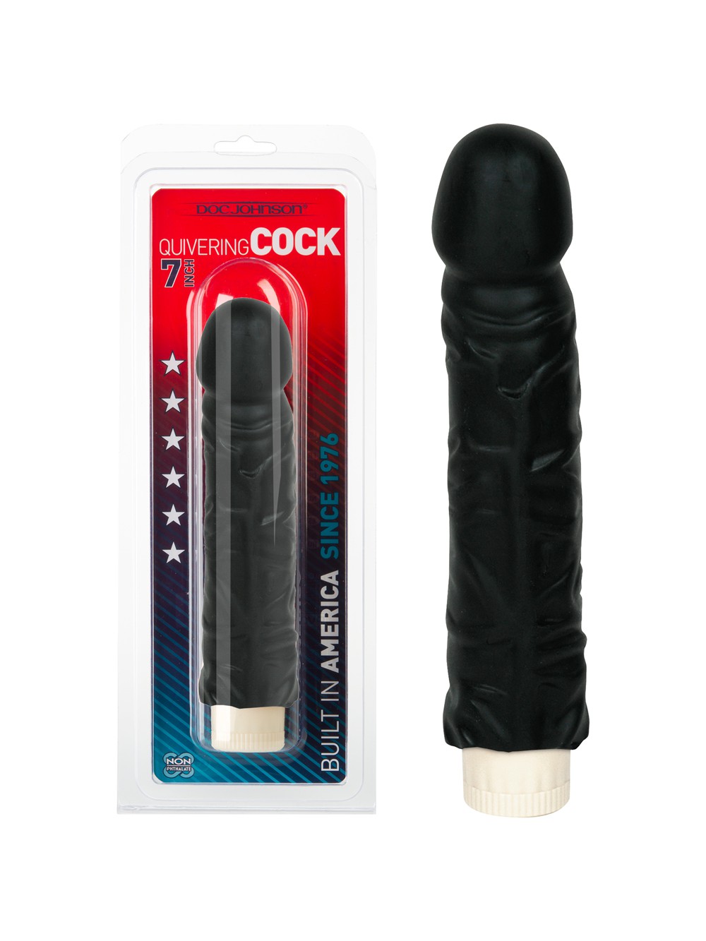 DOC JOHNSON QUIVERING COCK 7'' VIBRATOR BLACK