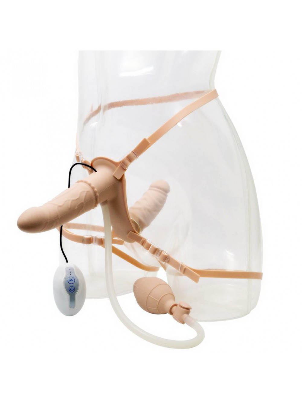 Sex Toys Strap On DOUBLE VIBRATING STRAP-ON FLESH Sexy Shop