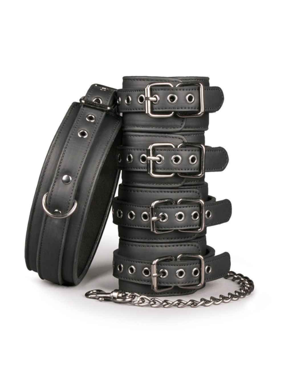 Set fetish con collare, e manette polsi e caviglie