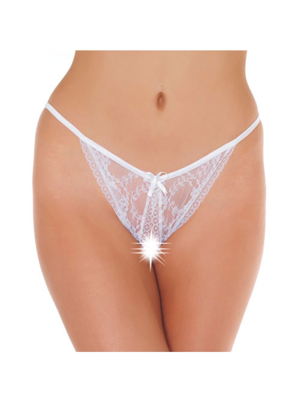 White Lace Crotchless Tanga