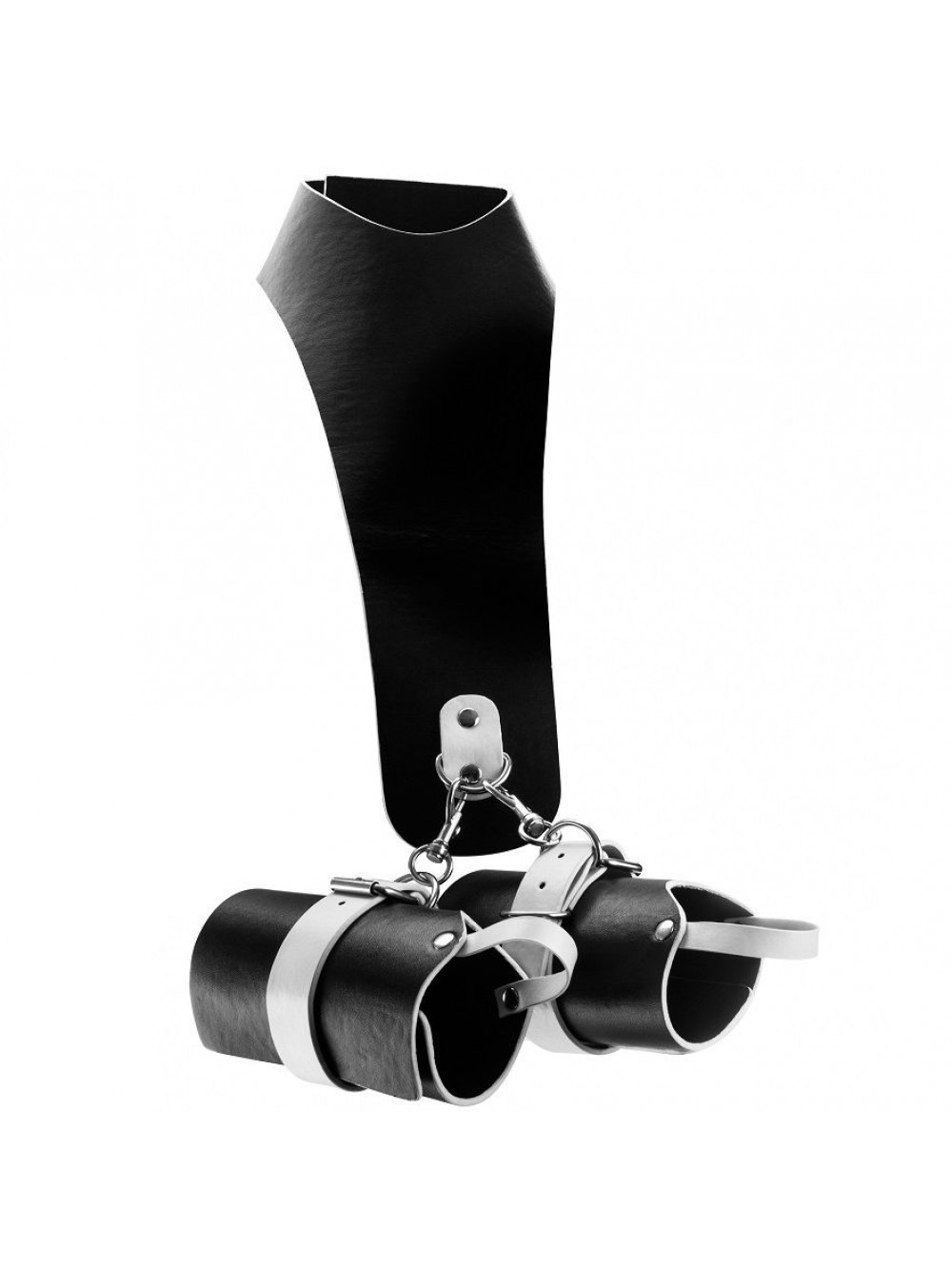 Bad Romance Costrittivo in Pelle per Collo e Polsi con Velcro, Nero/Bianco