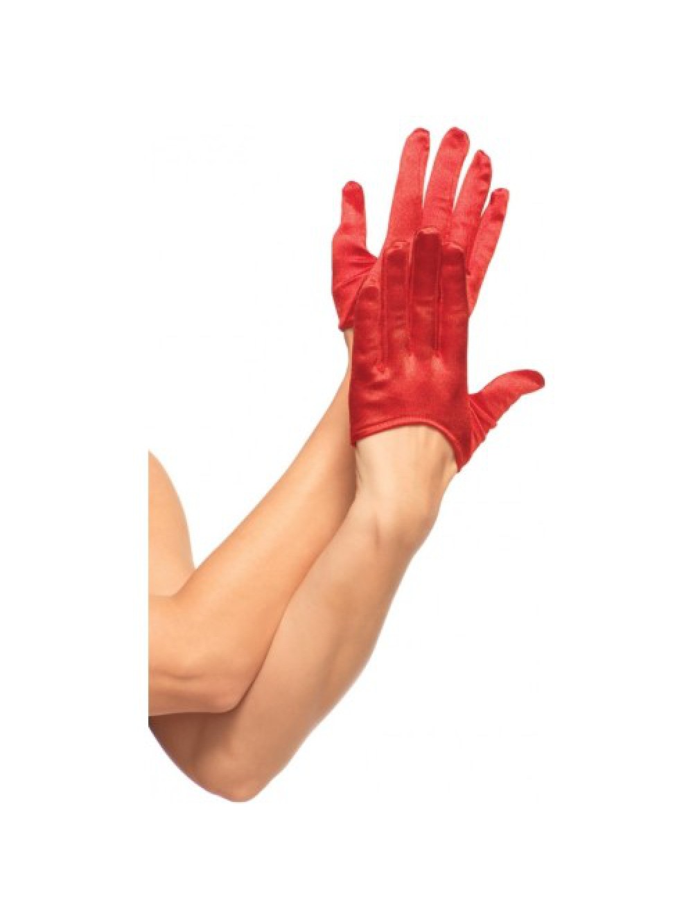 MINI CROPPED RED SATIN GLOVES