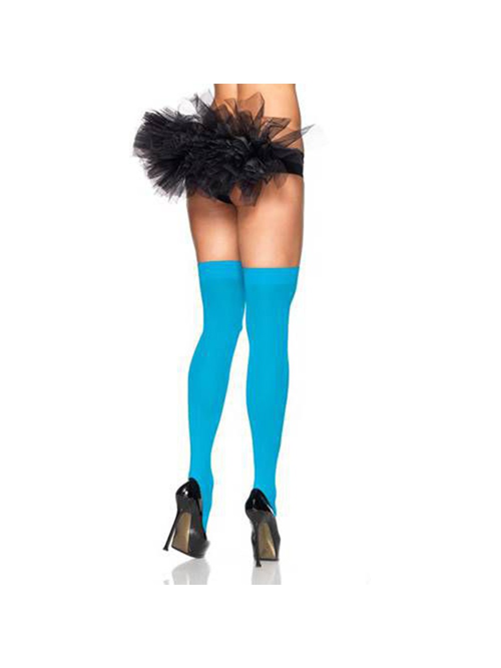 Nylon Thigh High Stockings - Blue