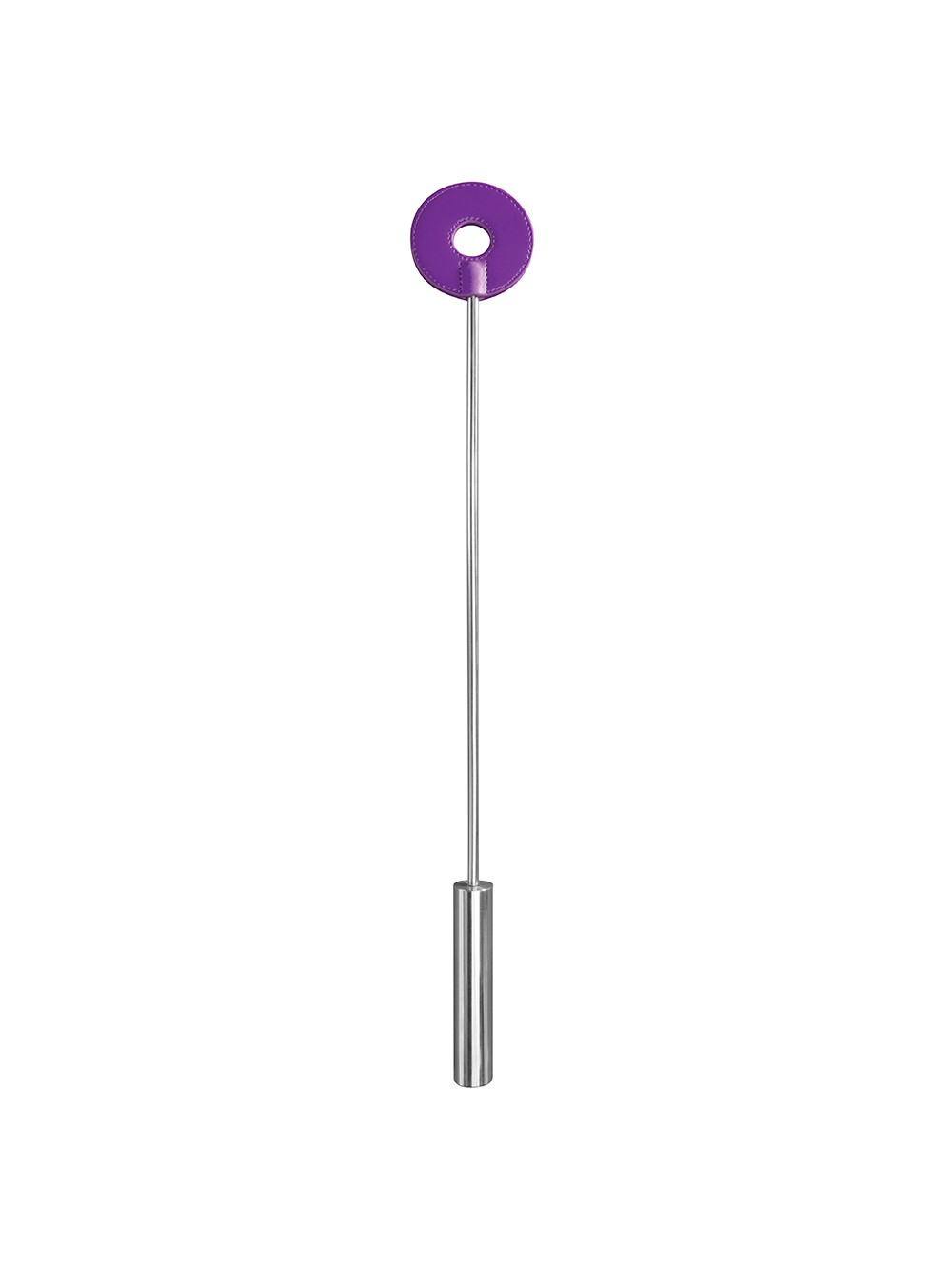 OUCH! LEATHER CIRCLE TIPPED METAL CROP PURPLE