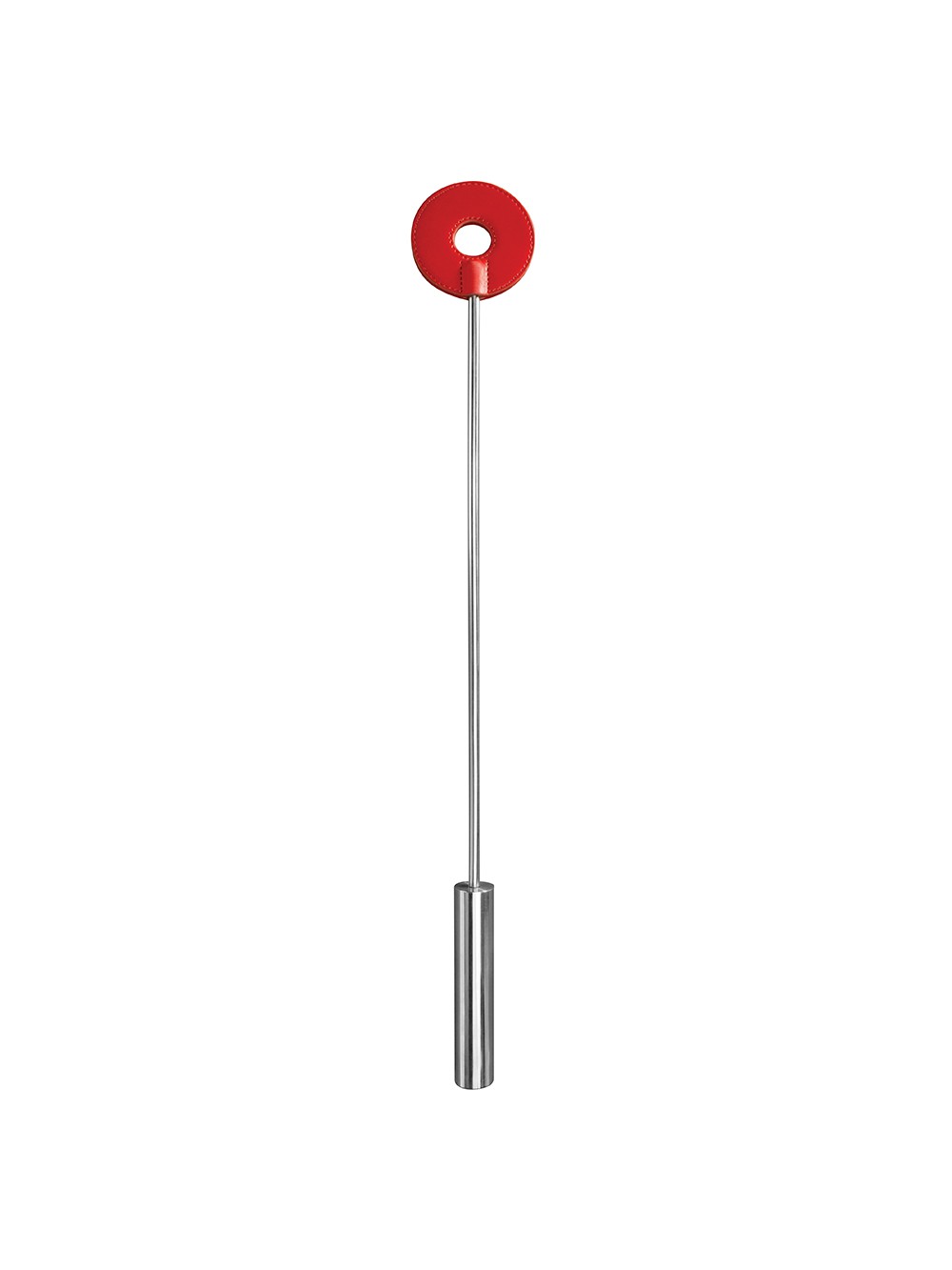 OUCH! LEATHER CIRCLE TIPPED METAL CROP RED