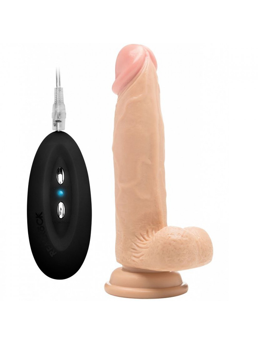 Real Rock Fallo Realistico Vibrante con Scroto, 20 cm, Carne