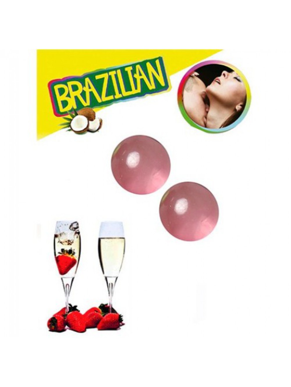 KISSABLE LUBRICANT BALLS STRAWBERRY CHAMPAGNE FLAVOUR 2 x 4GR