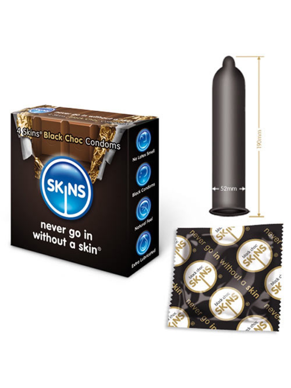 Skins Condoms nero Choc 4 Pack