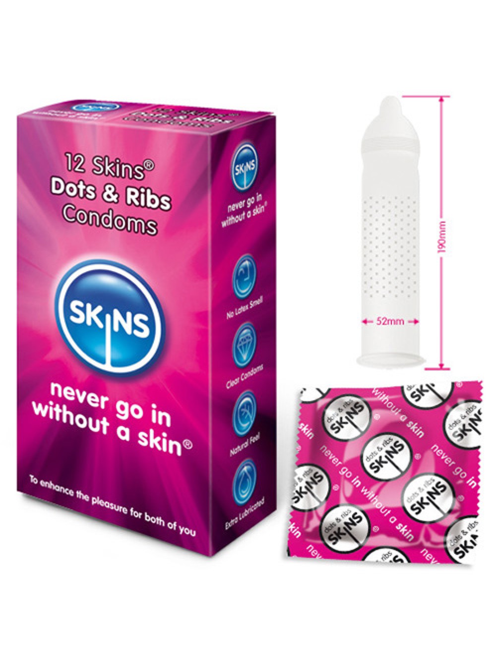 Skin Preservativi Dots e nervature 12 Confezione