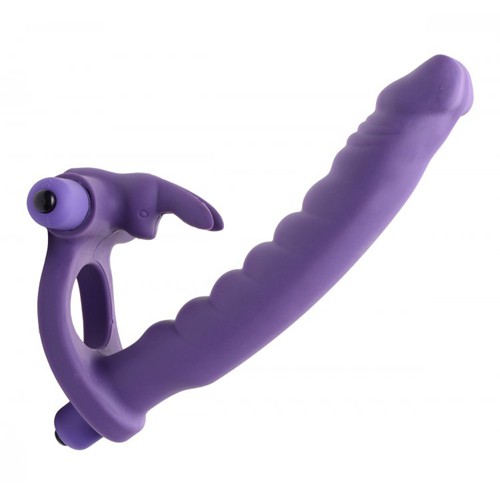 Double Delight Dual Penetration Vibrating Rabbit Cock Ring 848518012043