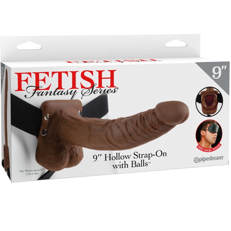 FALLO STRAP-ON CAVO FETISH FANTASY SERIES 9 HOLLOW WITH BALLS BROWN