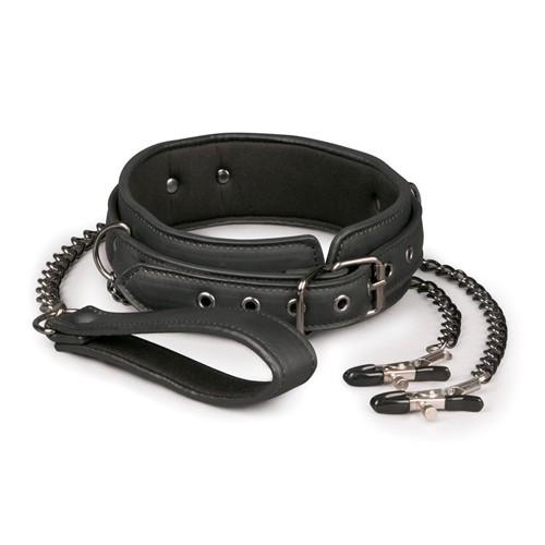 Leather Collar With Nipple Chains 8718627528310
