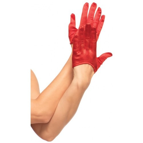 MINI CROPPED RED SATIN GLOVES