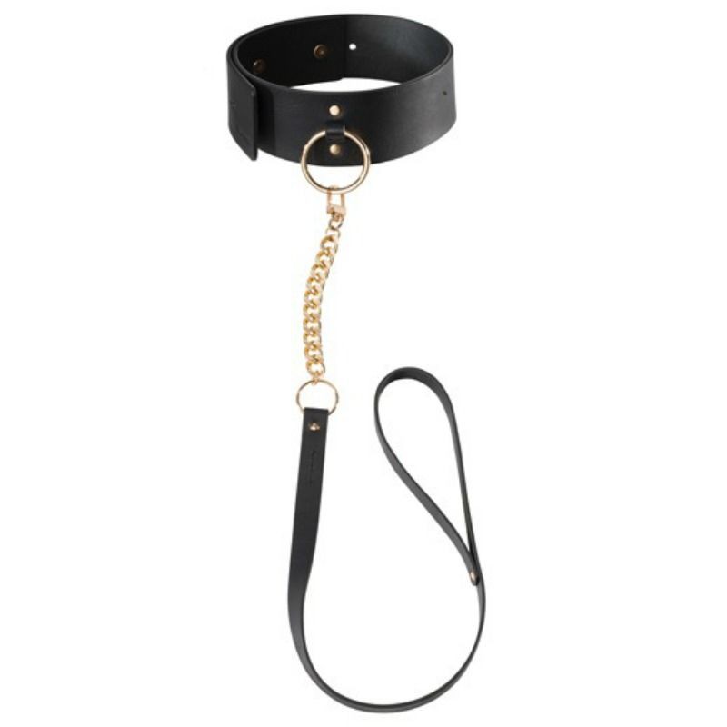 Bijoux Indiscrets Maze guinzaglio nero vegan girocollo in pelle con catena