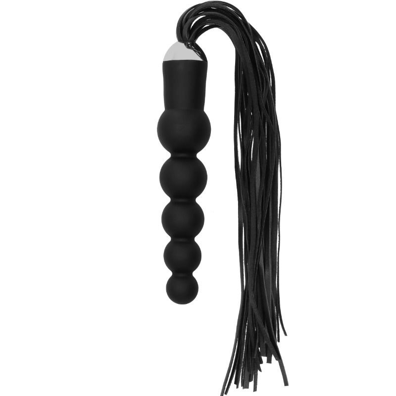 OUCH! -  WHIP WITH CURVED SILICONE DILDO - BLACK