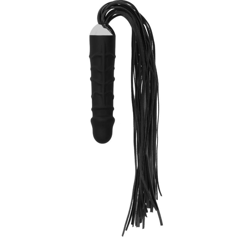 OUCH! - WHIP WITH REALISTIC SILICONE DILDO - BLACK