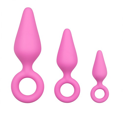 Pink Buttplugs With Pull Ring - Set 8718627527139