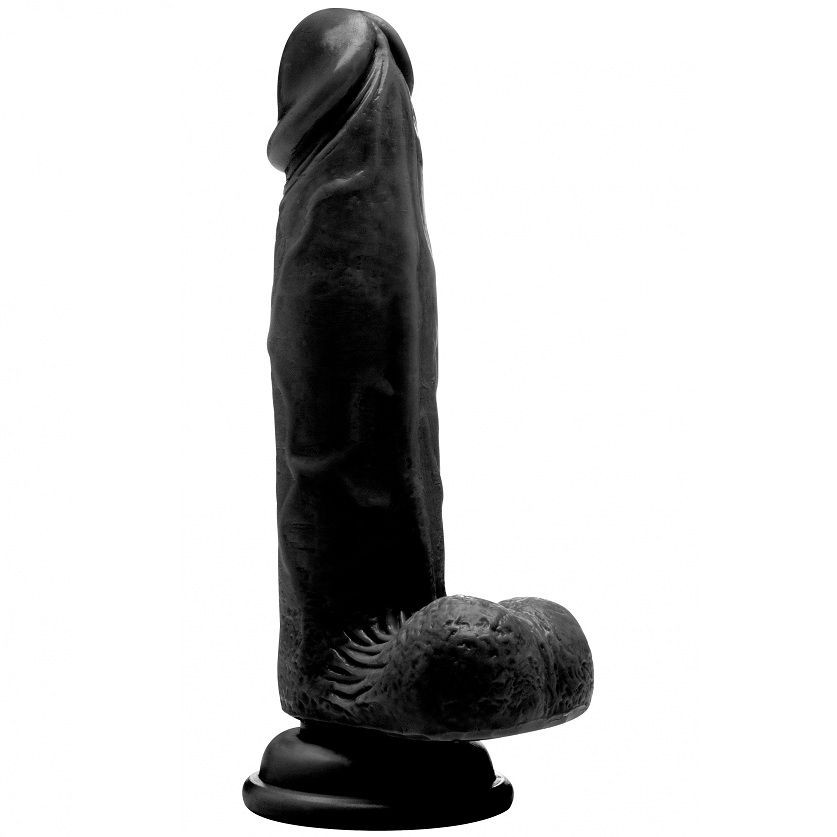 Real Rock Fallo Realistico con Scroto, 20 cm, Nero