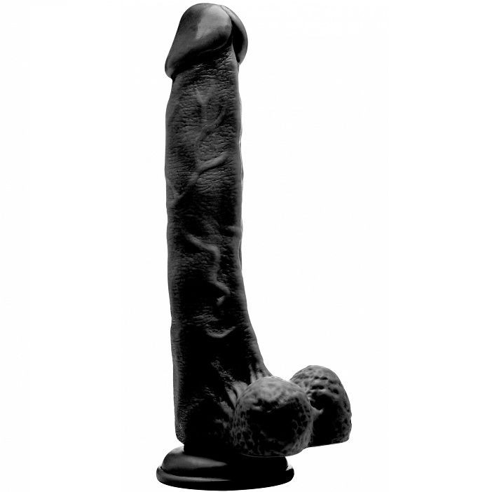 Real Rock Fallo Realistico con Scroto, 27 cm, Nero