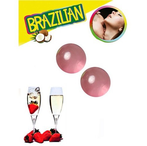 KISSABLE LUBRICANT BALLS STRAWBERRY CHAMPAGNE FLAVOUR 2 x 4GR