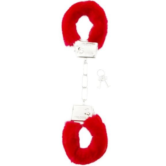 Shots Toys Manette in Metallo con Pelo, Rosso