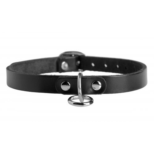 Unisex Leather Choker with O-Ring 811847019229