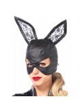 Artificial Leather Bunny Mask - Black 714718511443