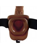 FETISH FANTASY SERIES 9" HOLLOW STRAP-ON WITH BALLS 22.9CM BROWN 603912362763 package