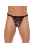 Mens Black G-String With Leopard Print Pouch 8718924223284