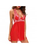 QUEEN LINGERIE BABYDOLL & THONG RED ONE SIZE 840476211702