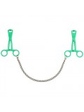 Green Scissor Nipple Clamps With Metal Chain 8718924230114