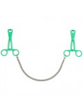 Green Scissor Nipple Clamps With Metal Chain 8718924230114