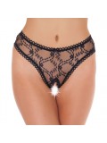 Sheer Pattern Crotchless Black G-String 8718924220900