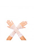 Short fishnet gloves with lace trim WHITE 4711168904210