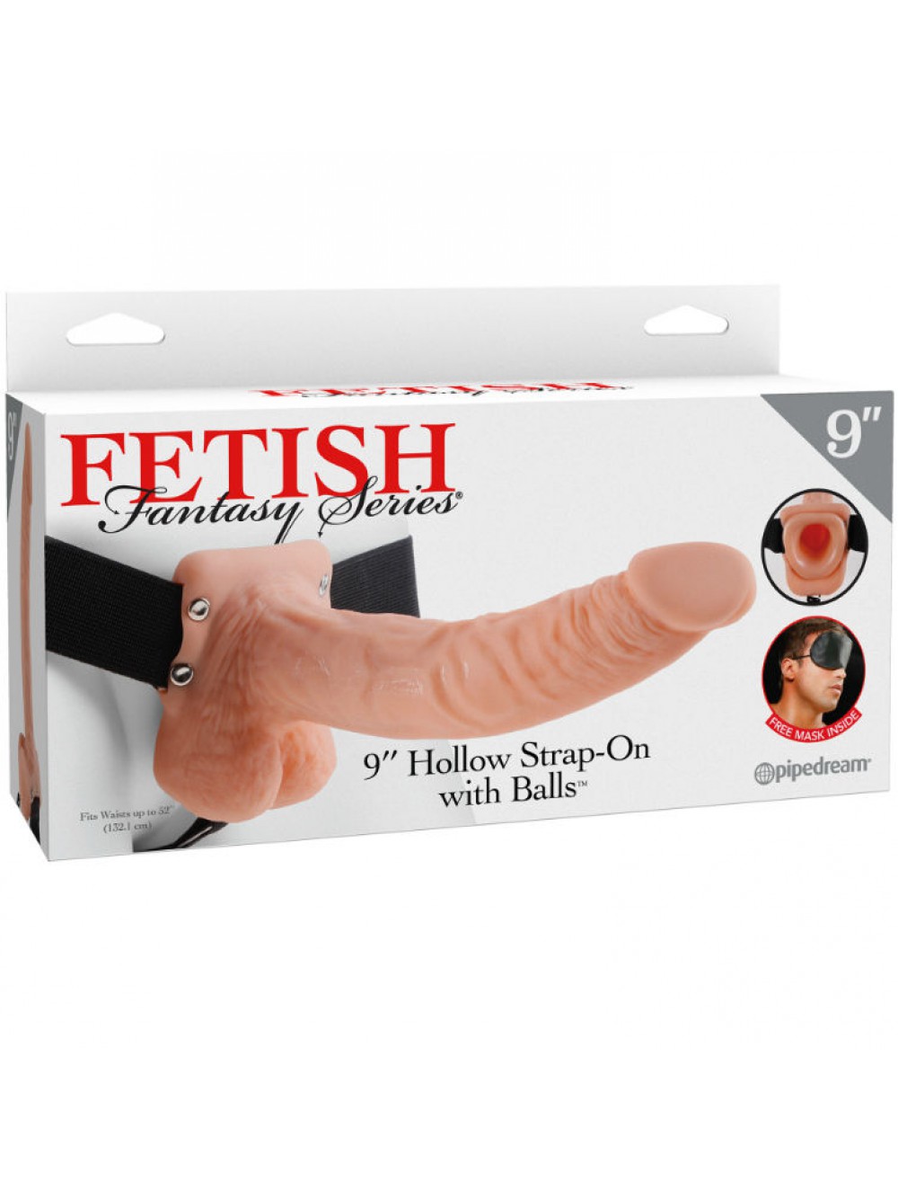 FETISH FANTASY SERIES 9" HOLLOW STRAP-ON WITH BALLS 22.9CM  FLESH 603912362756