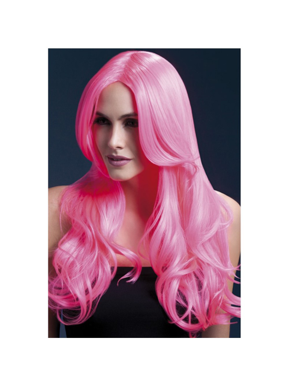 Fever Khloe Wig 26inch/66cm Neon Pink Long Wave with Centre Parting 5020570425459