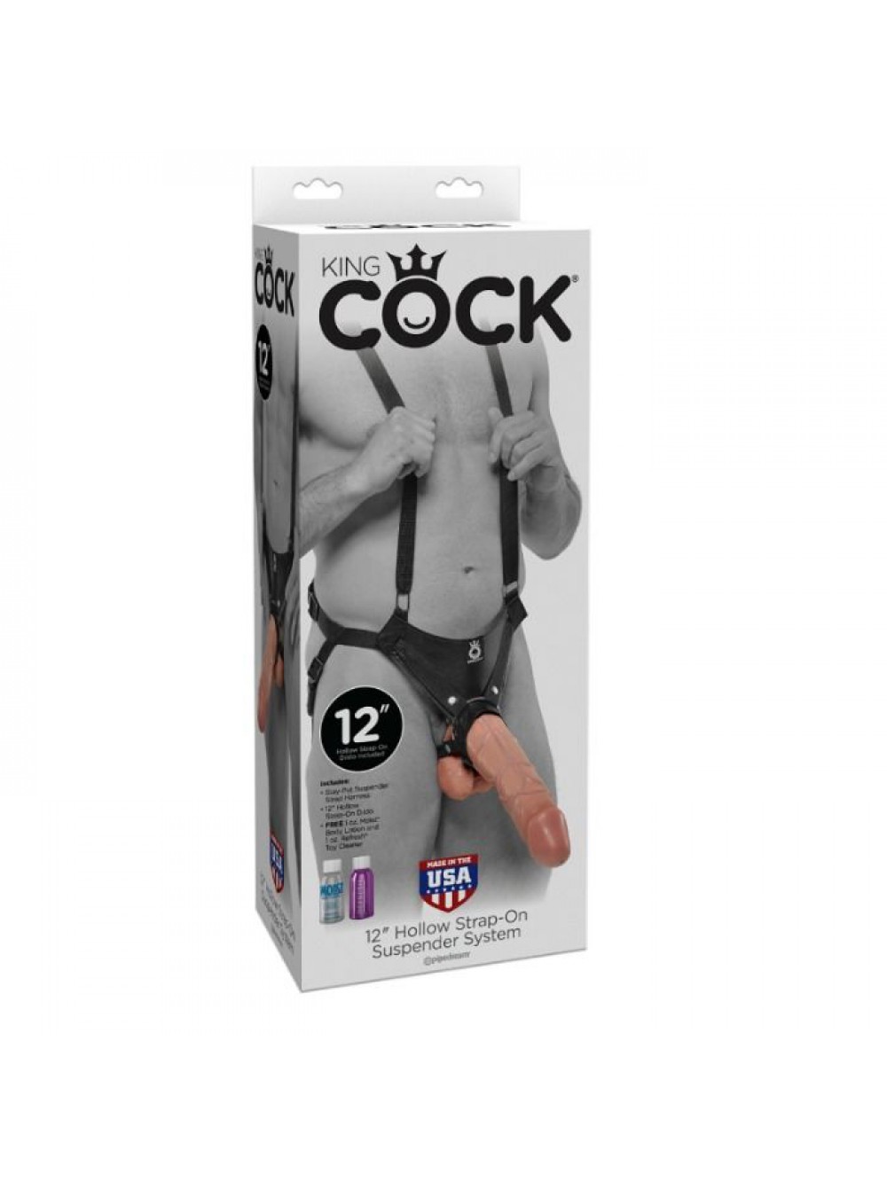 KING COCK 30.5 CM HOLLOW STRAP-ON SUSPENDER SYSTEM - FLESH 603912737943