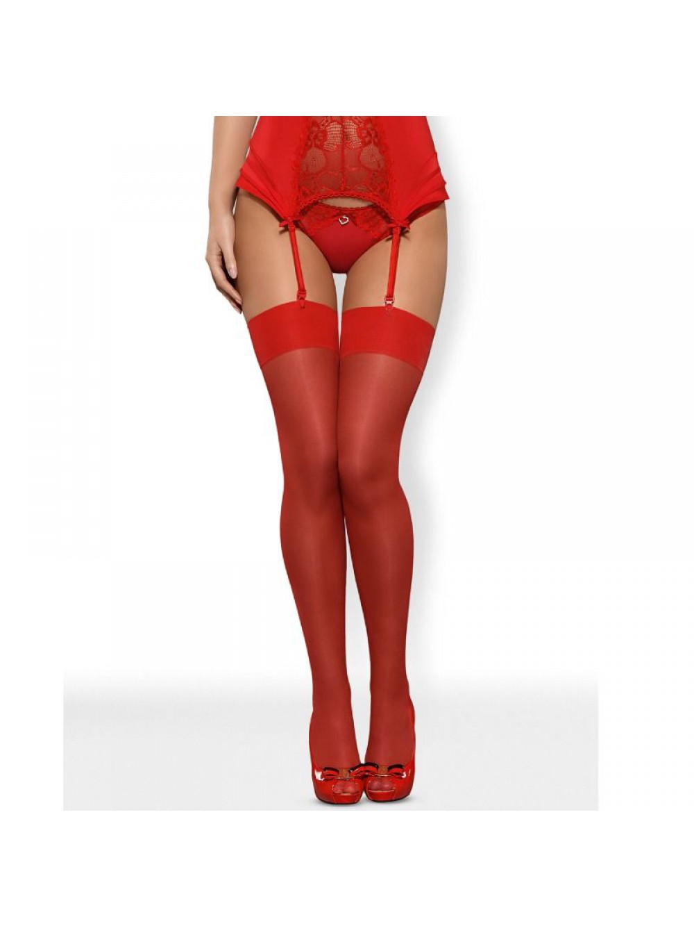 OBSESSIVE STOCKINGS S800 - RED - L/XL 5901688211489