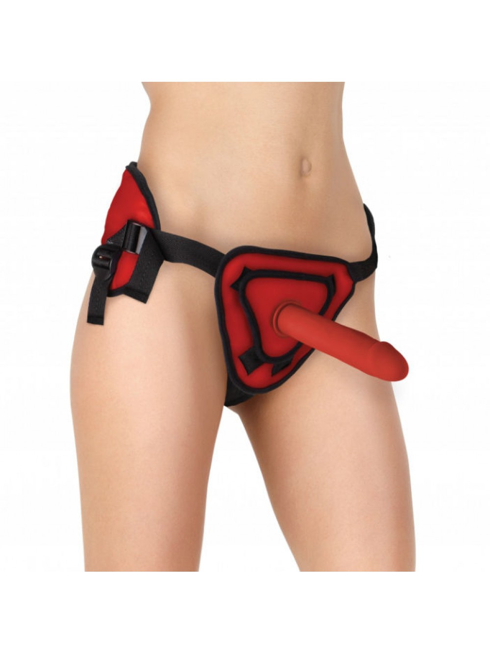OUCH DELUXE STRAP ON SILICONE DELUXE RED  20.5  CM 8714273301628