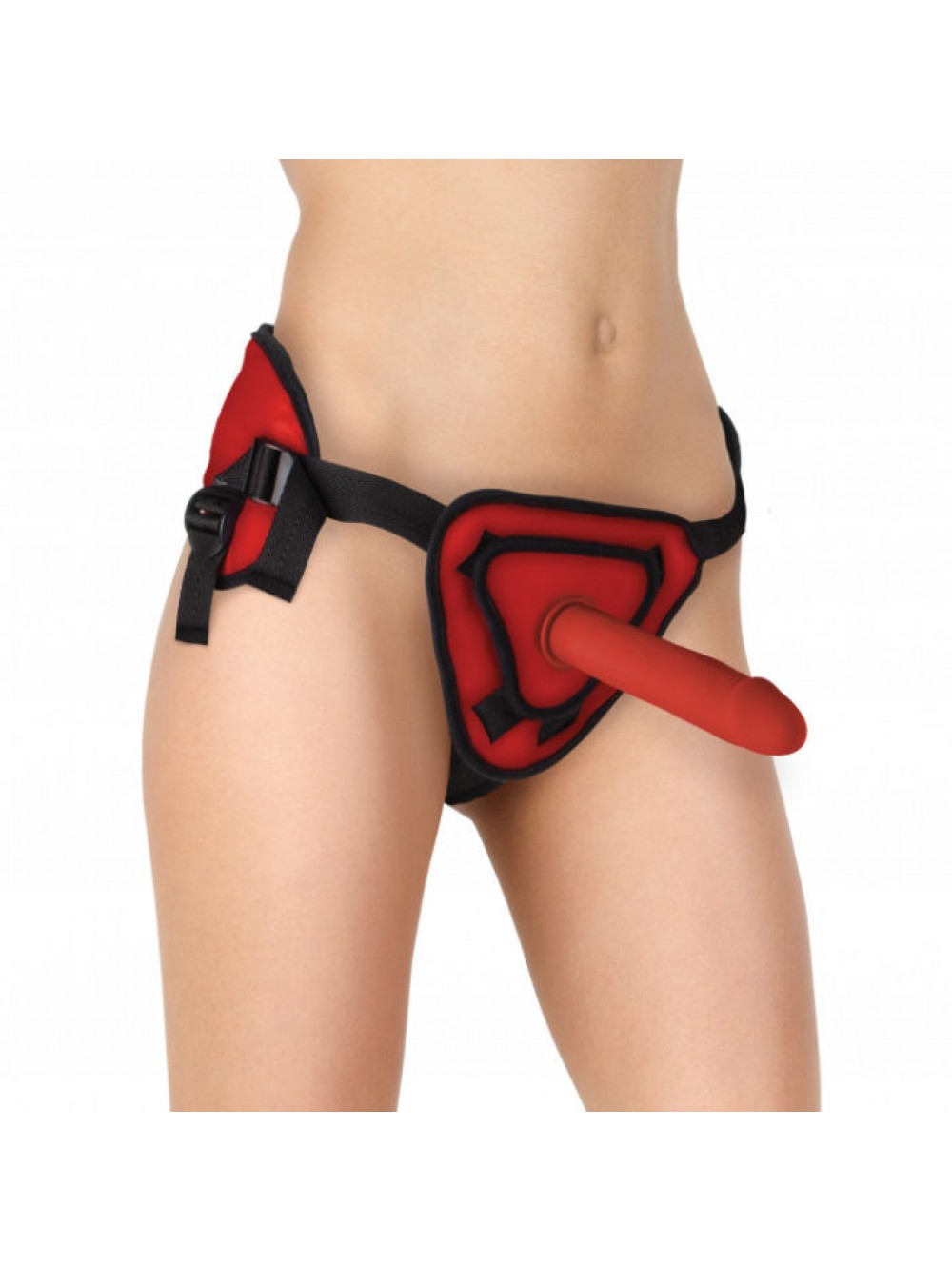 OUCH DELUXE STRAP ON SILICONE DELUXE RED  25.5 CM 8714273301659